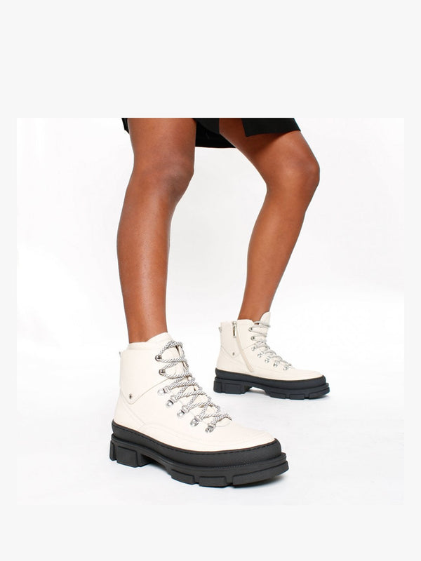 Smixer White Leather Hiker Boots