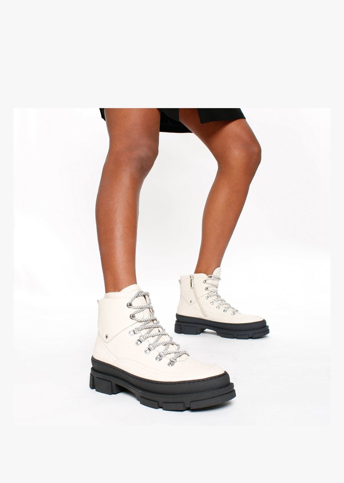 Smixer White Leather Hiker Boots
