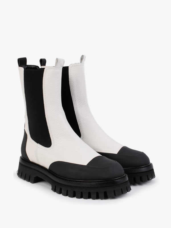 Nellie White Leather Toe Cap Chelsea Boots