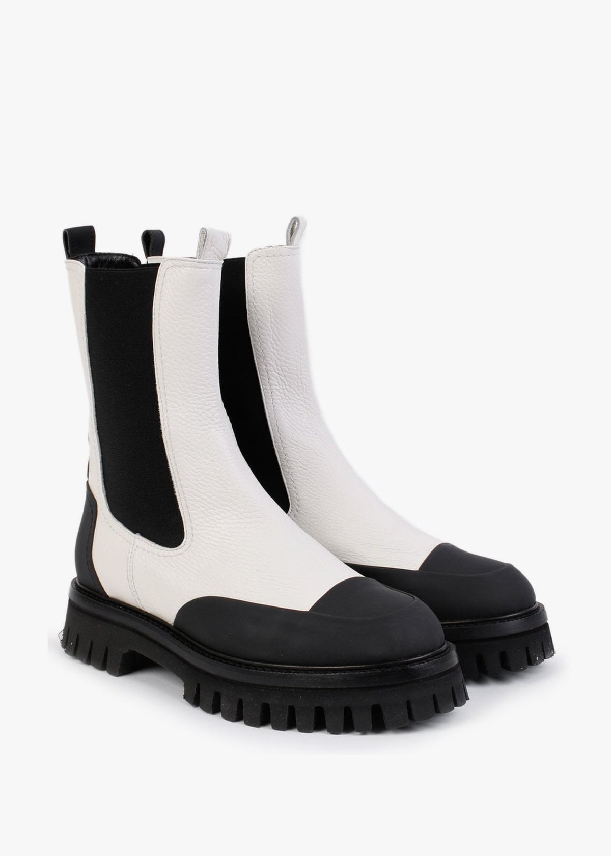 Nellie White Leather Toe Cap Chelsea Boots