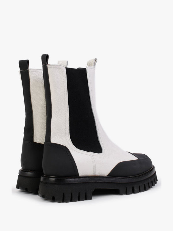 Nellie White Leather Toe Cap Chelsea Boots