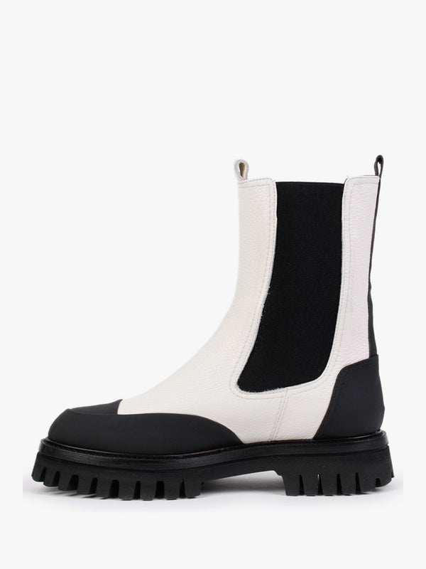 Nellie White Leather Toe Cap Chelsea Boots