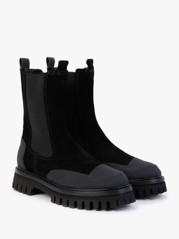 Nellie Black Suede Toe Cap Chelsea Boots