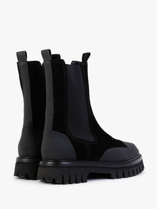 Nellie Black Suede Toe Cap Chelsea Boots