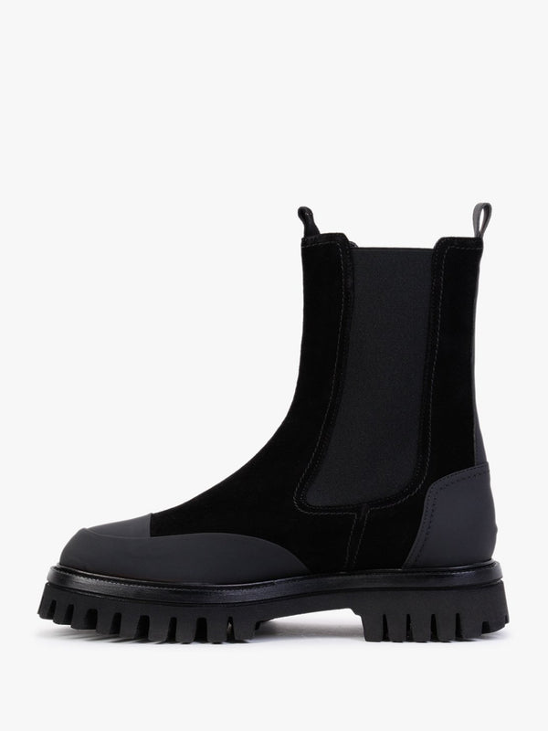 Nellie Black Suede Toe Cap Chelsea Boots