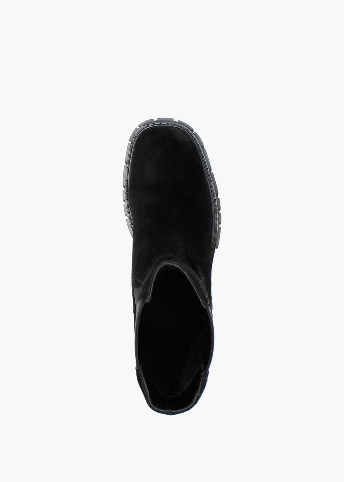 Pleat Black Suede Lug Sole Boots