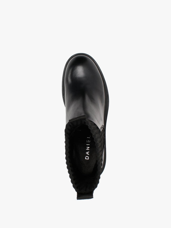 Ibby Black Leather Block Heel Chelsea Boots