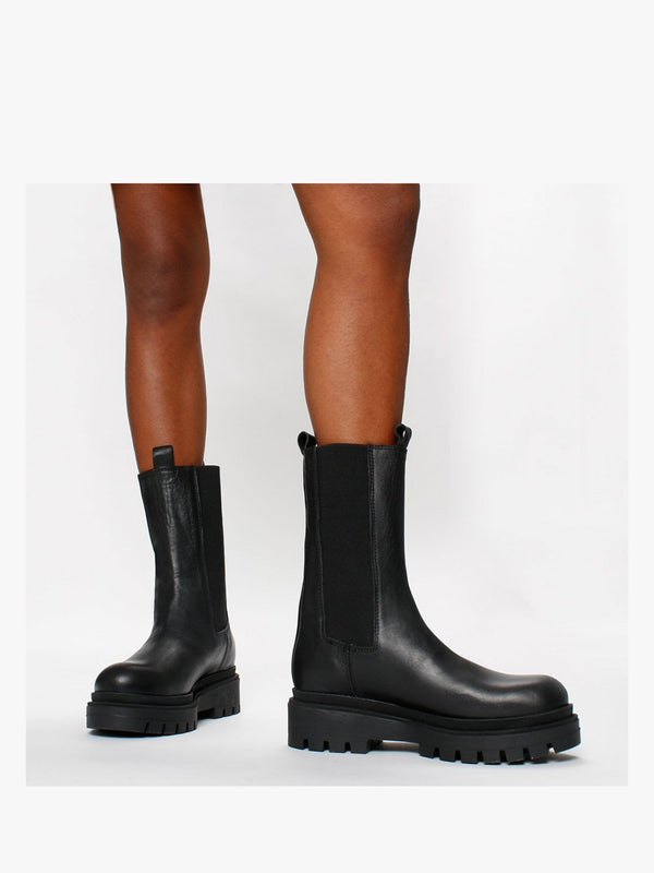 Ivanka Black Leather Tall Chelsea Boots
