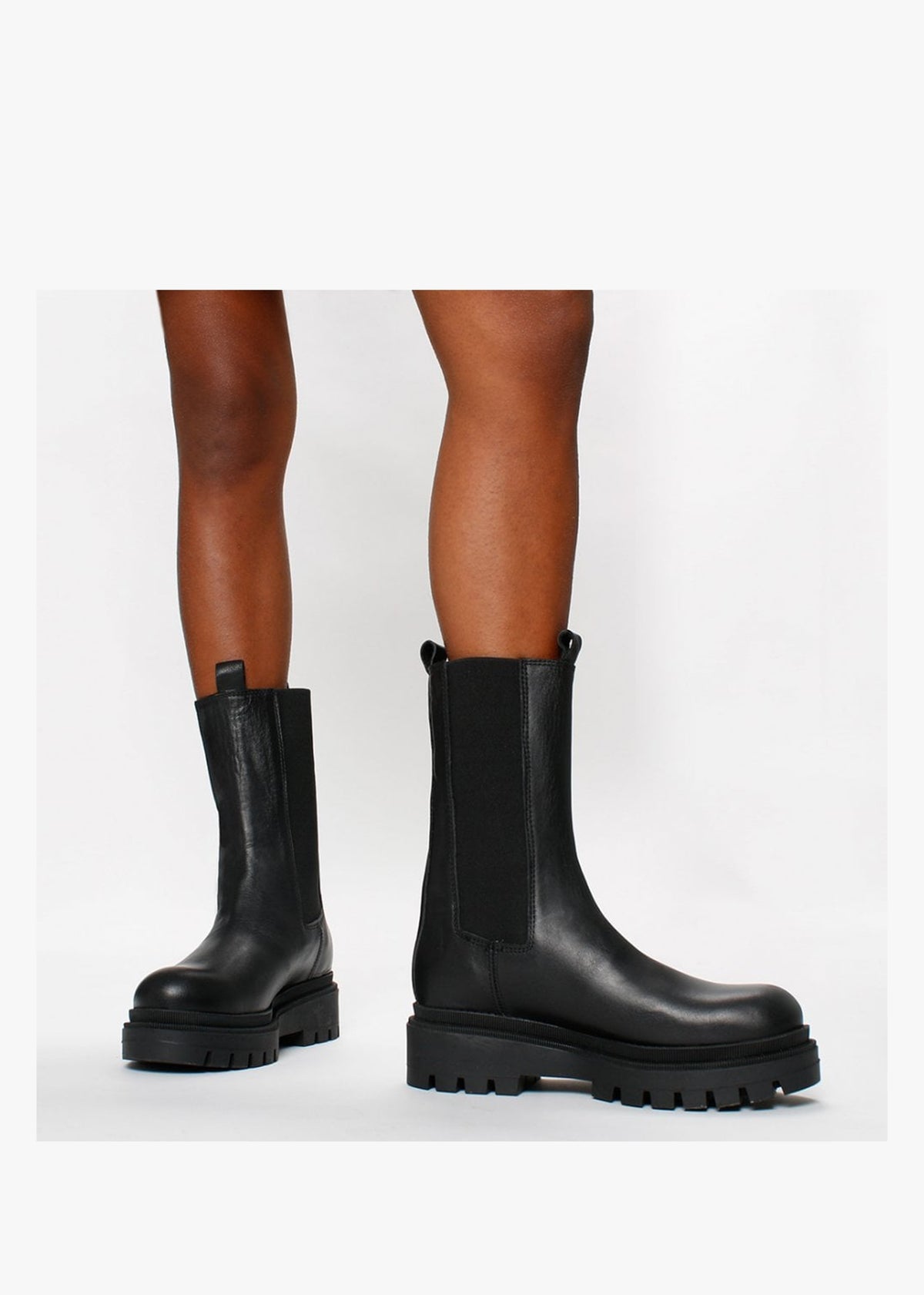 Ivanka Black Leather Tall Chelsea Boots