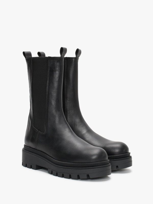 Ivanka Black Leather Tall Chelsea Boots