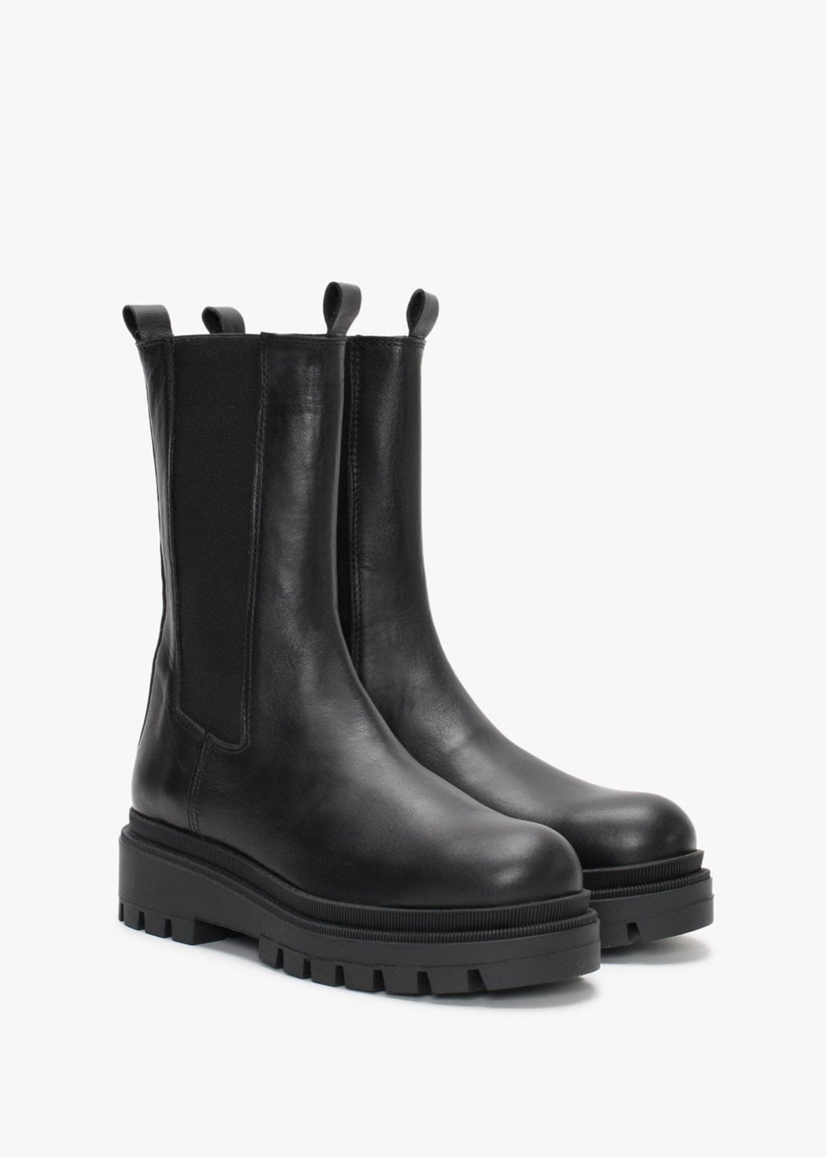 Ivanka Black Leather Tall Chelsea Boots