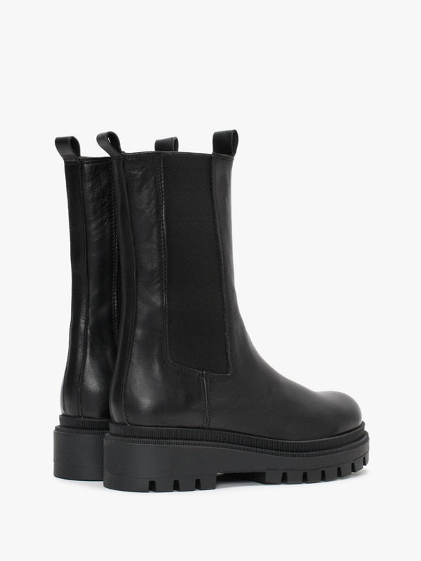 Ivanka Black Leather Tall Chelsea Boots