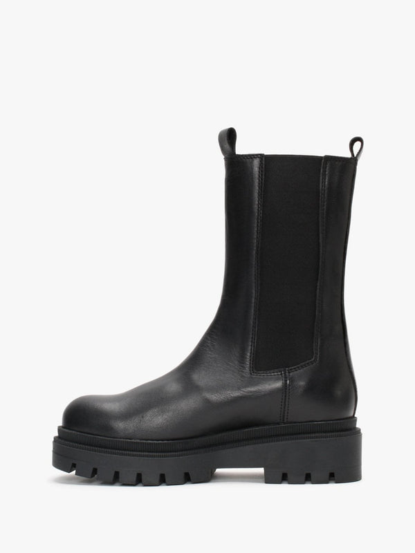Ivanka Black Leather Tall Chelsea Boots