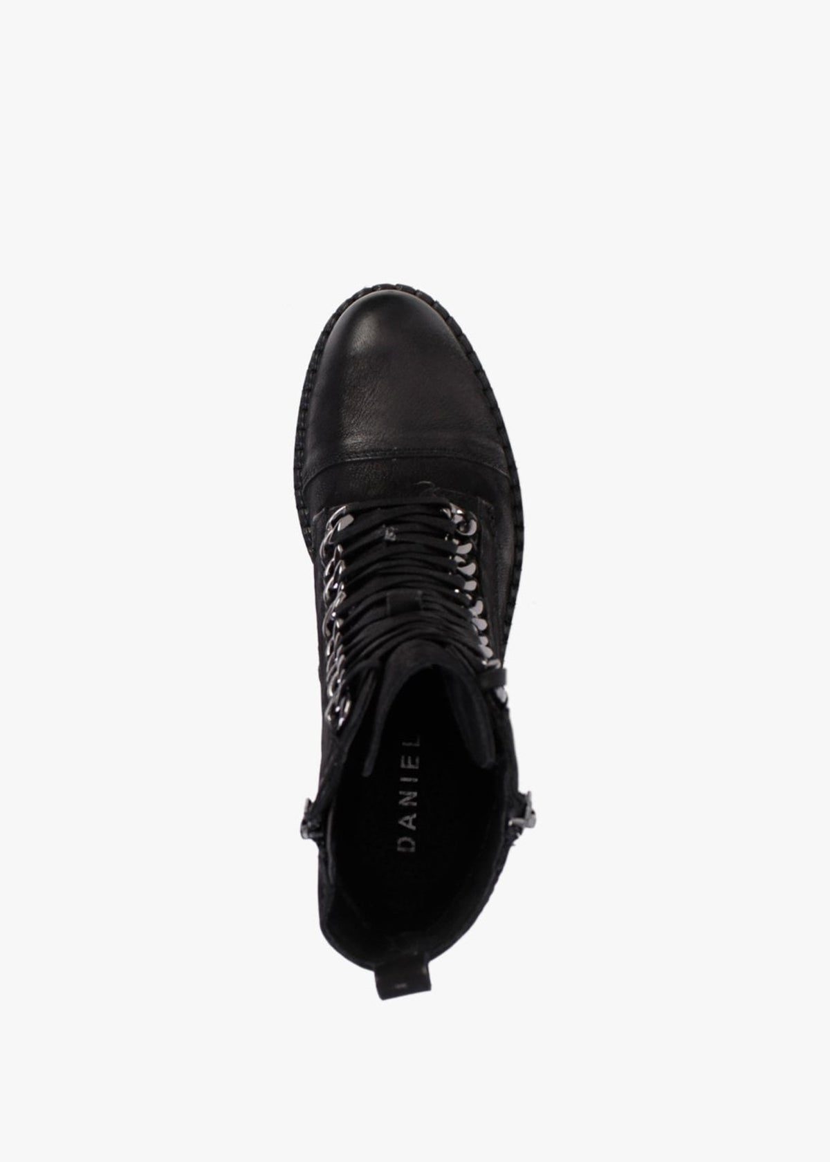 Sarya Black Nubuck Leather Chain Detail Ankle Boots