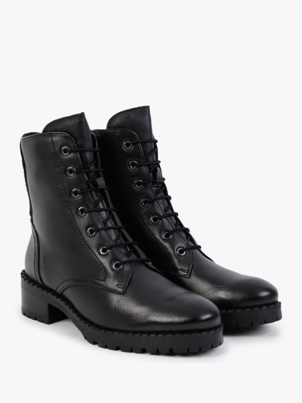 Sazzy Black Leather Embellished Ankle Boots