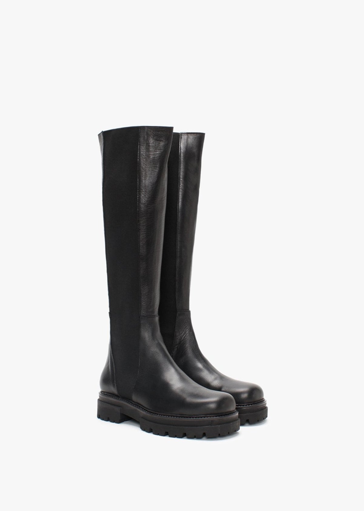 Ivey Black Leather Chelsea Knee Boots