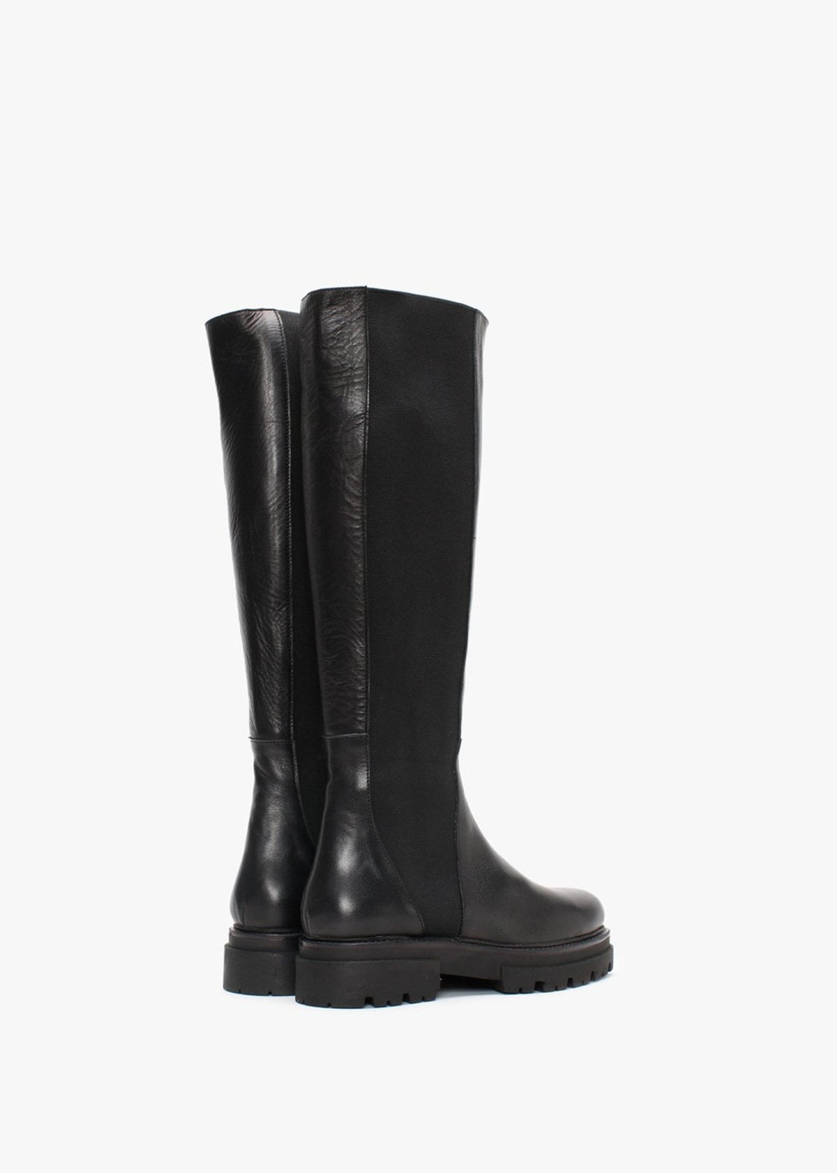 Ivey Black Leather Chelsea Knee Boots