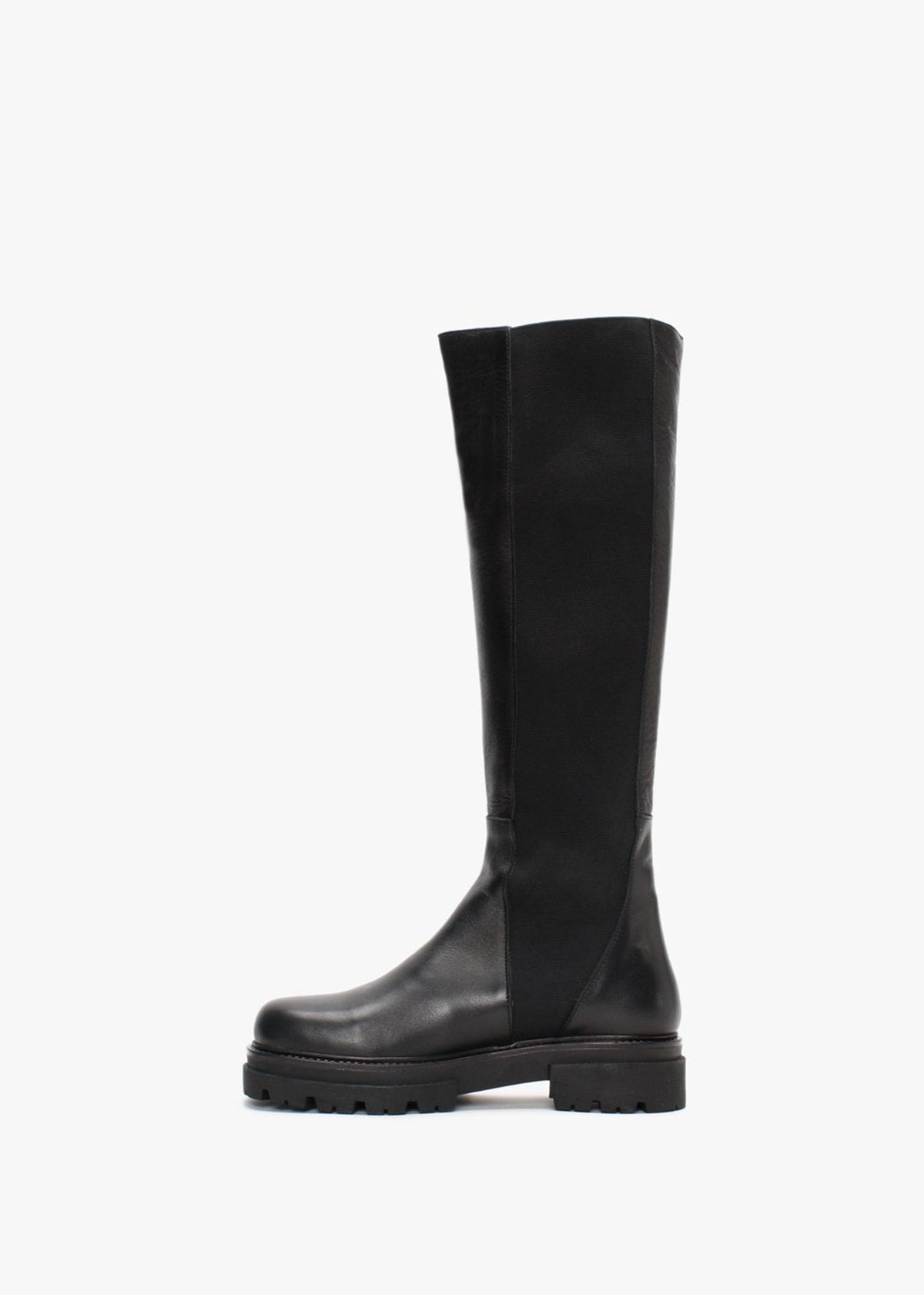 Ivey Black Leather Chelsea Knee Boots