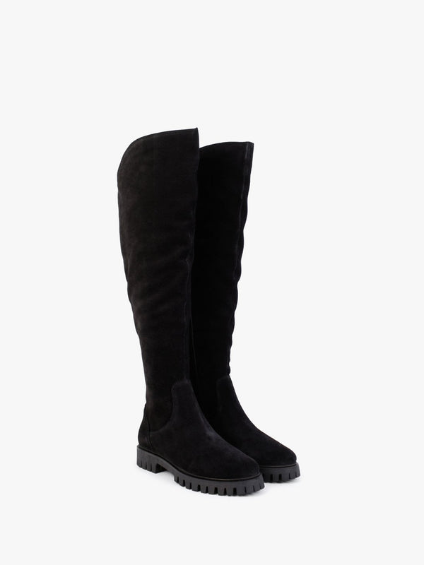Sicty Black Suede Over The Knee Boots
