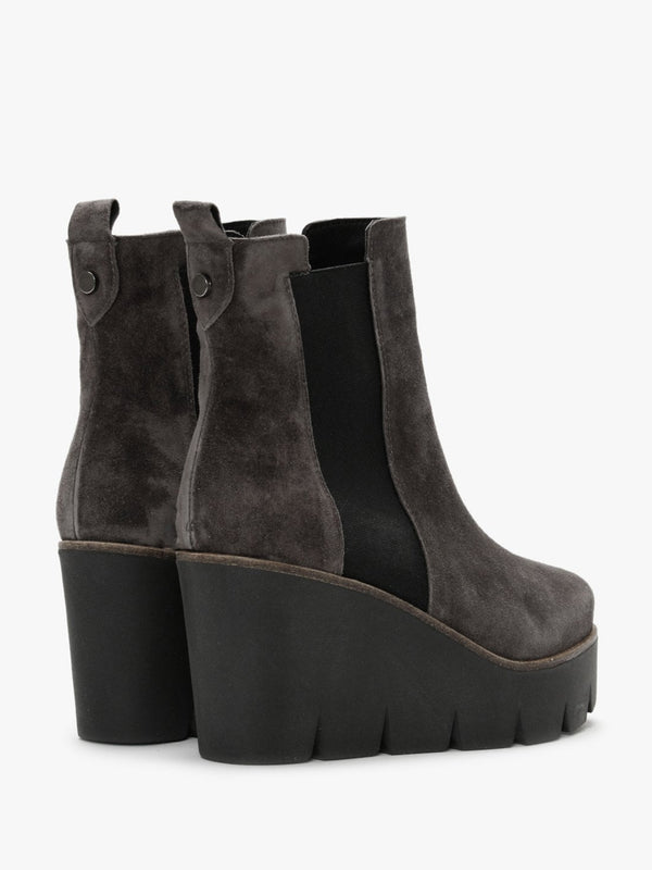 Alpaca Grey Suede Wedge Ankle Boots