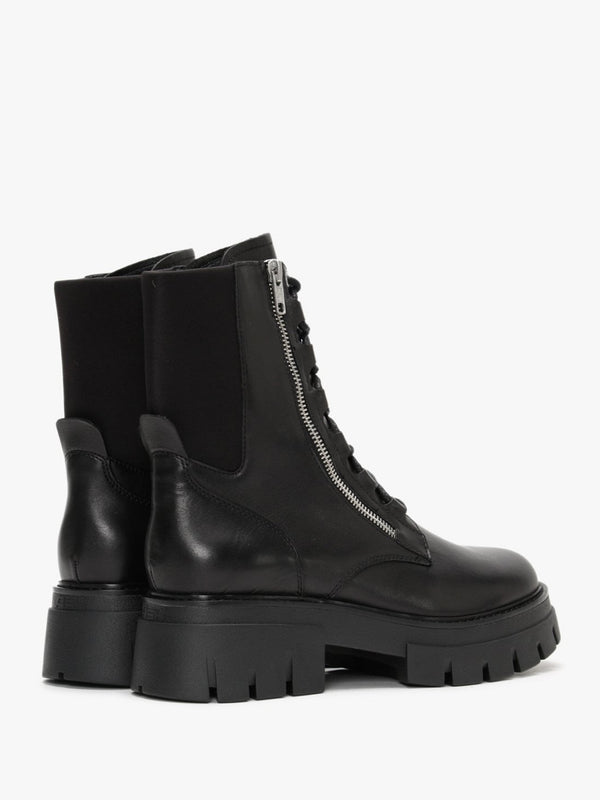 Lets Zip Black Leather Biker Boots