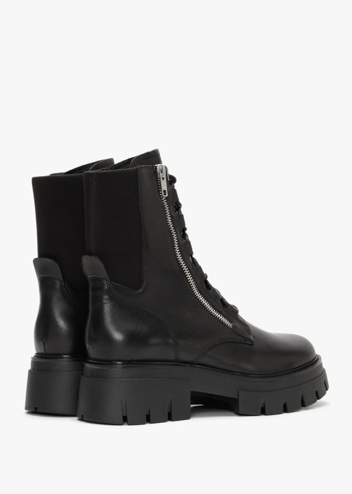 Lets Zip Black Leather Biker Boots