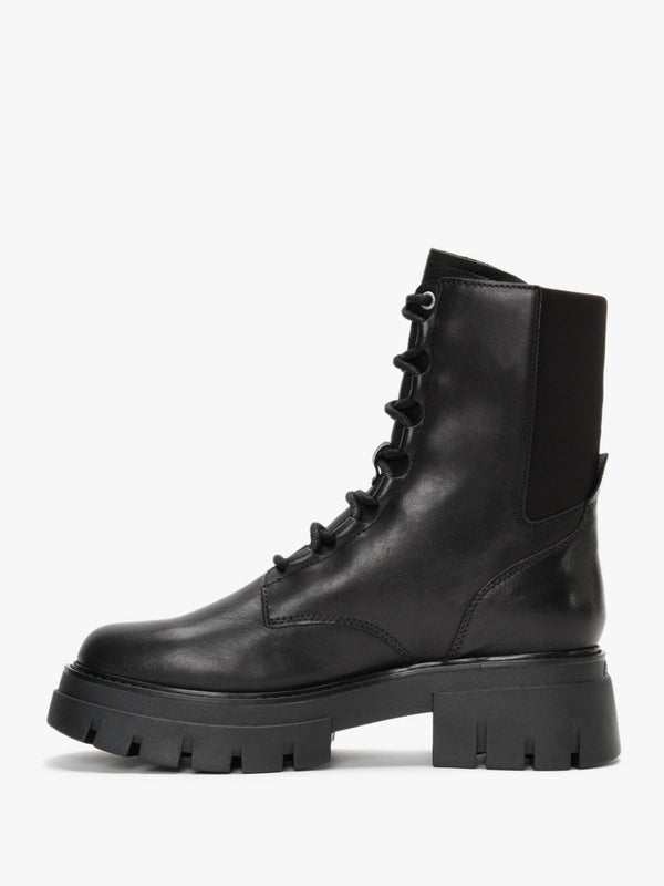Lets Zip Black Leather Biker Boots