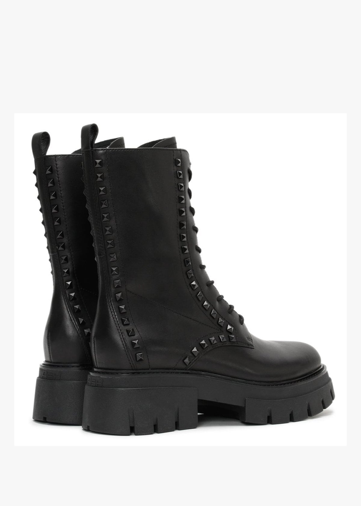 Liam Studs Black Leather Biker Boots