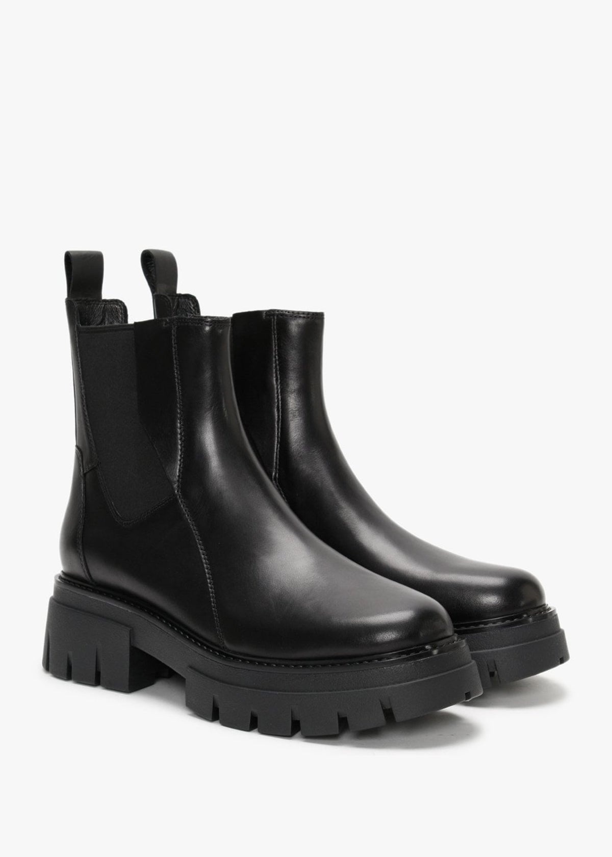 Links Black Leather Chunky Chelsea Boots