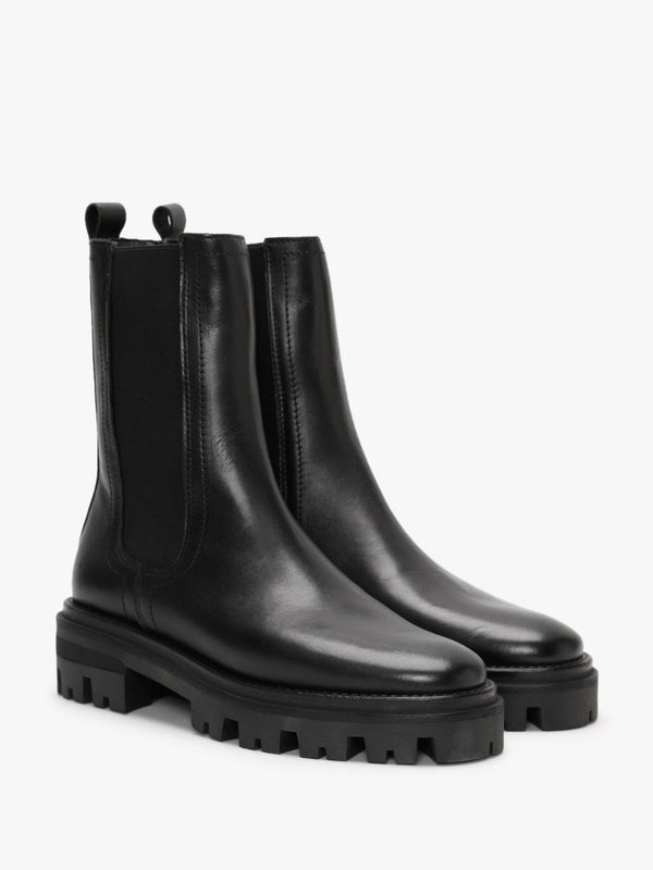 Chervil Black Leather Elongated Chelsea Boots