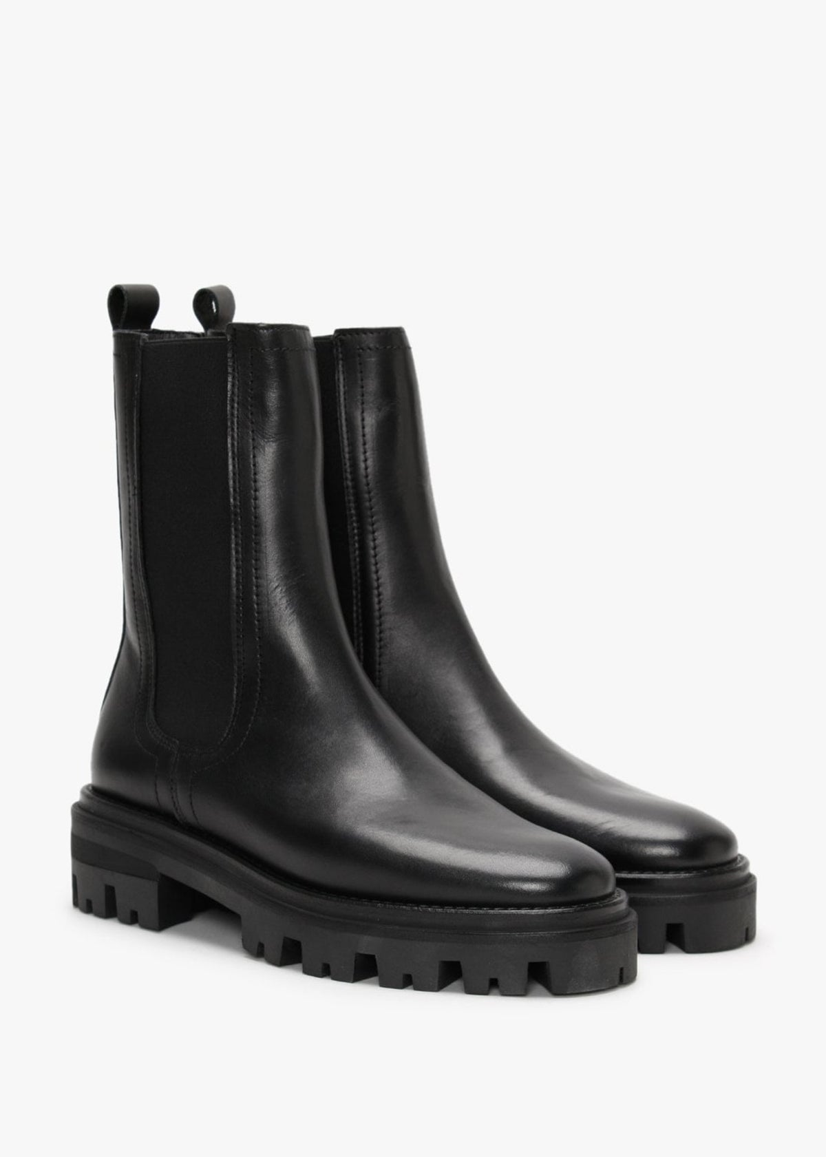 Chervil Black Leather Elongated Chelsea Boots