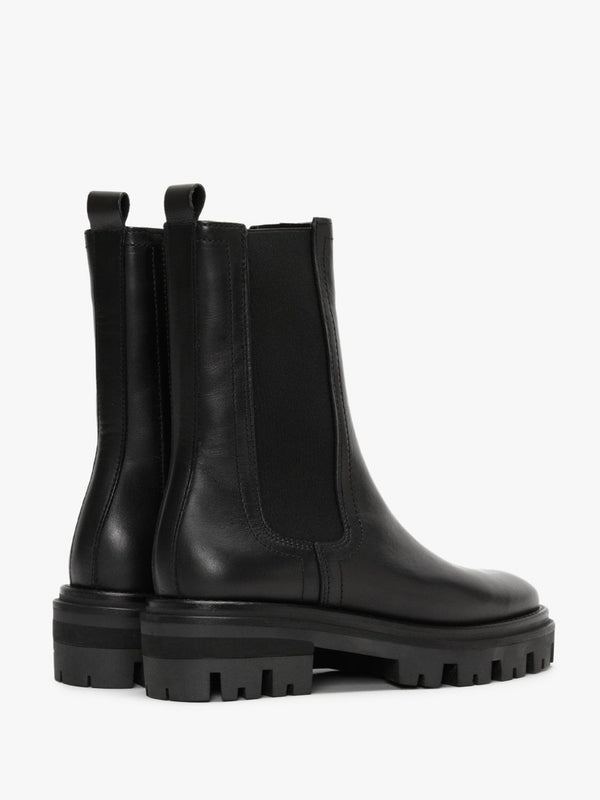 Chervil Black Leather Elongated Chelsea Boots