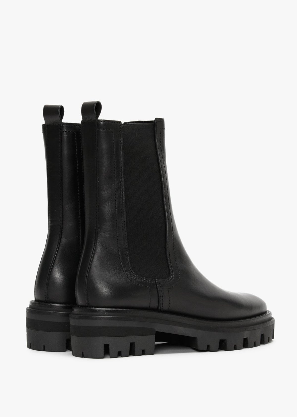 Chervil Black Leather Elongated Chelsea Boots