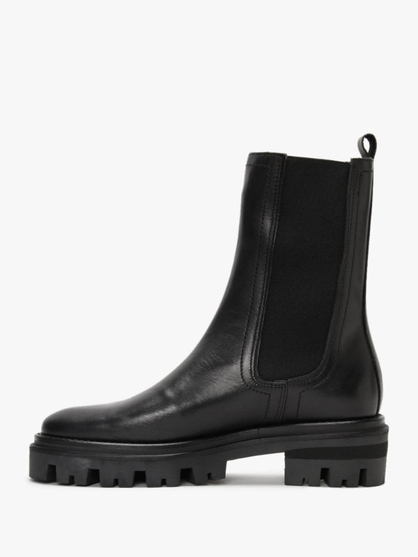 Chervil Black Leather Elongated Chelsea Boots