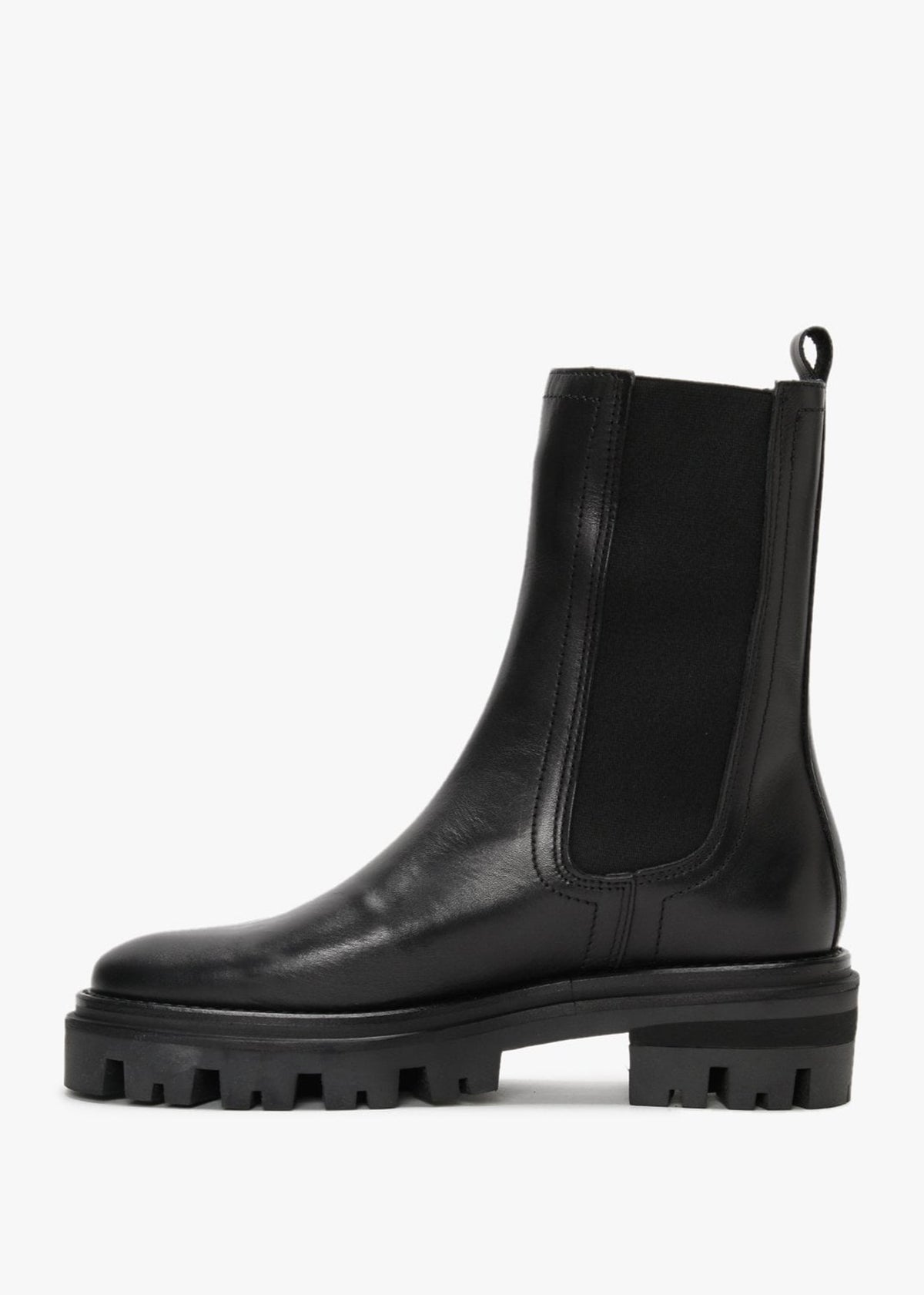 Chervil Black Leather Elongated Chelsea Boots