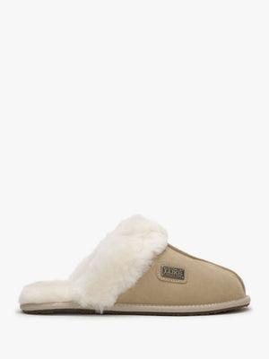 Sand Double-Face Sheepskin Closed Mule Slippers