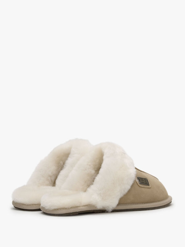 Sand Double-Face Sheepskin Closed Mule Slippers