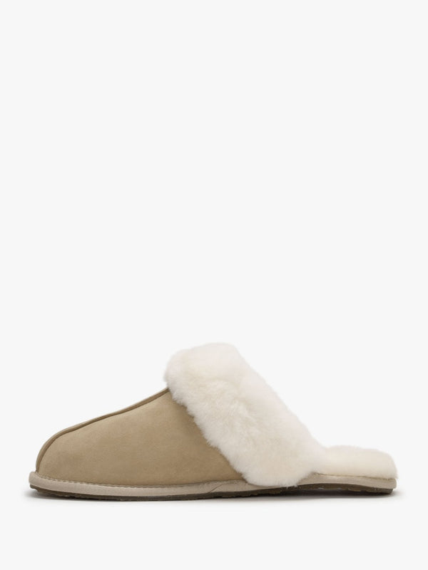 Sand Double-Face Sheepskin Closed Mule Slippers