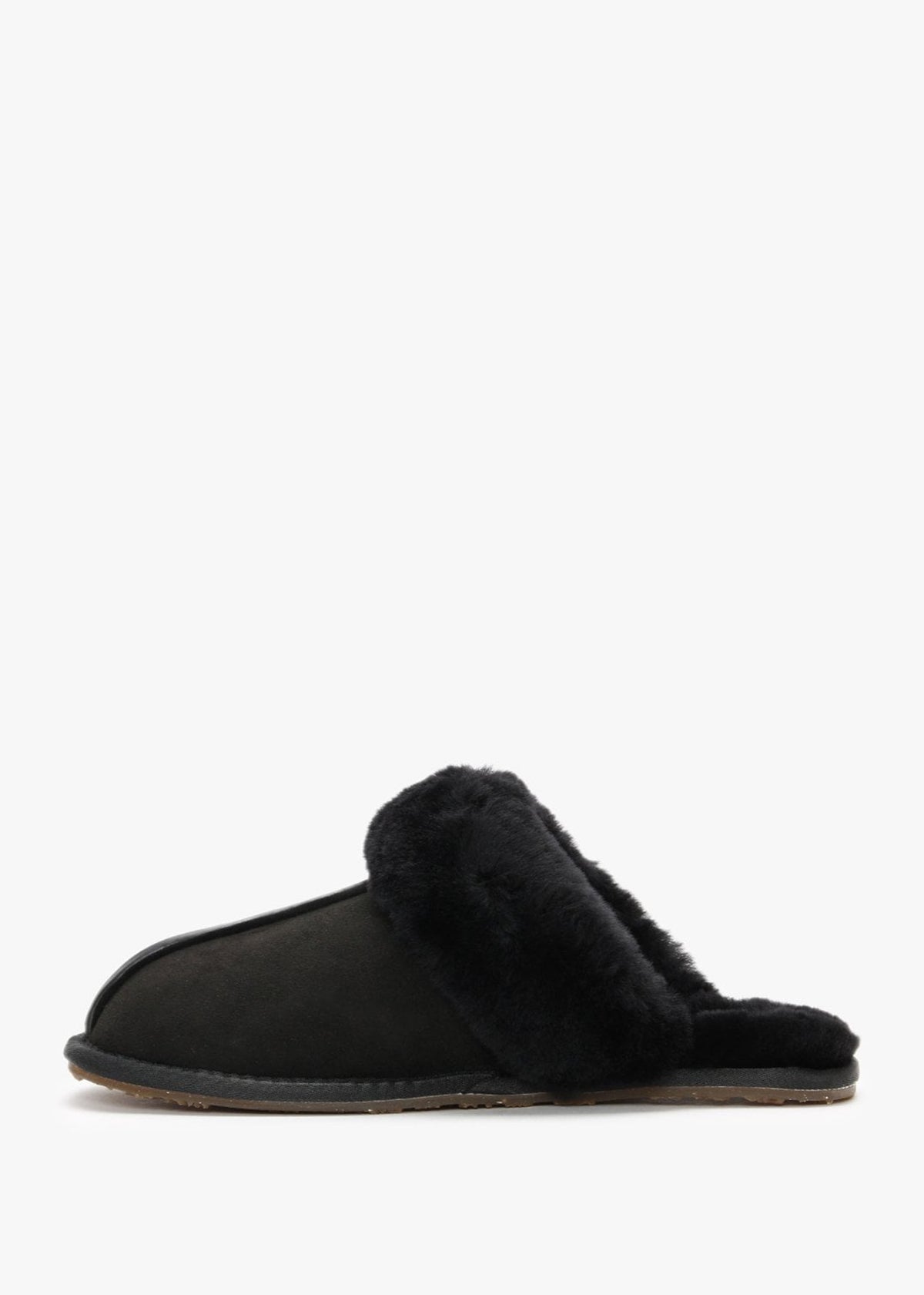 Black Double-Face Sheepskin Closed Mule Slippers