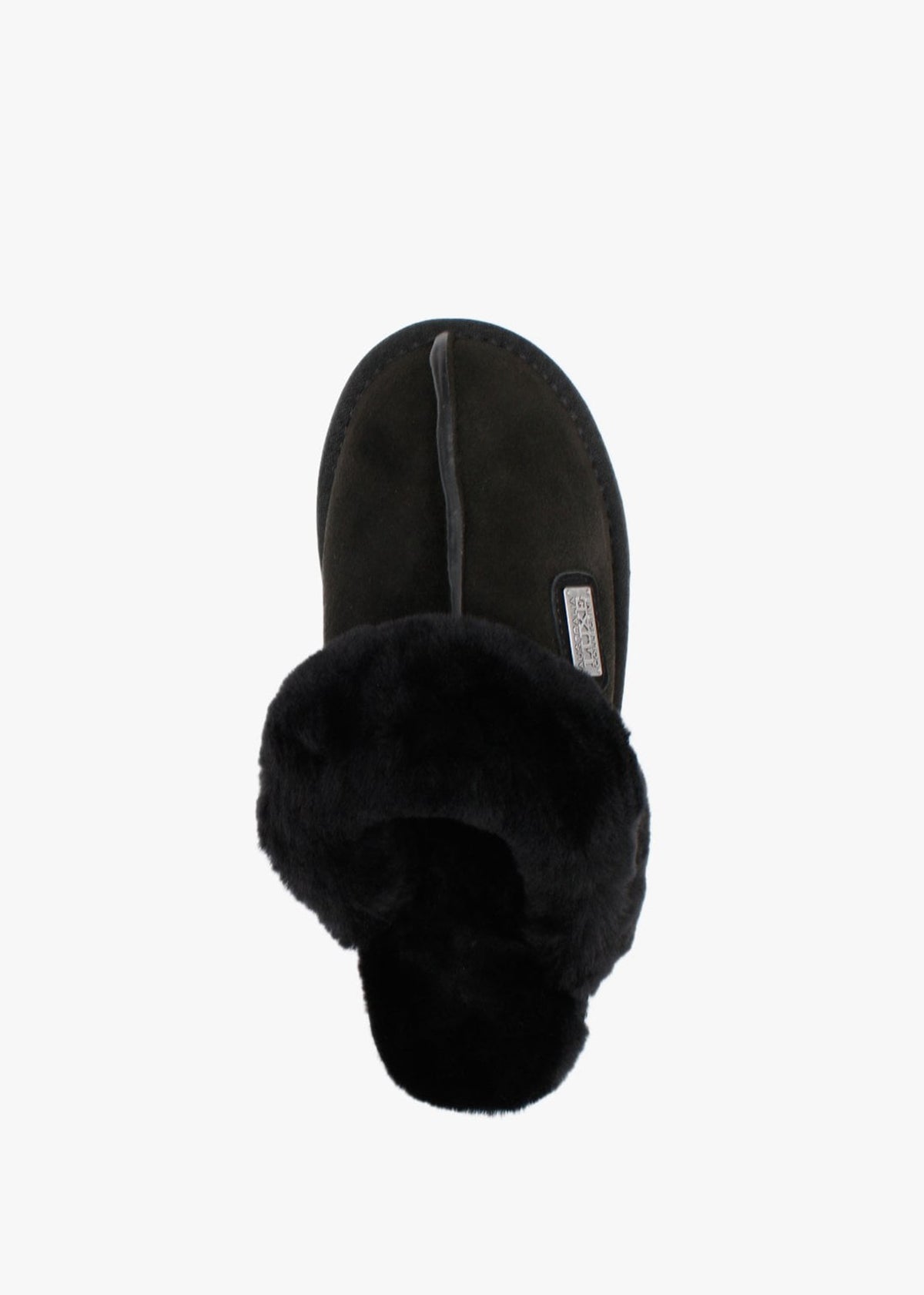 Black Double-Face Sheepskin Closed Mule Slippers