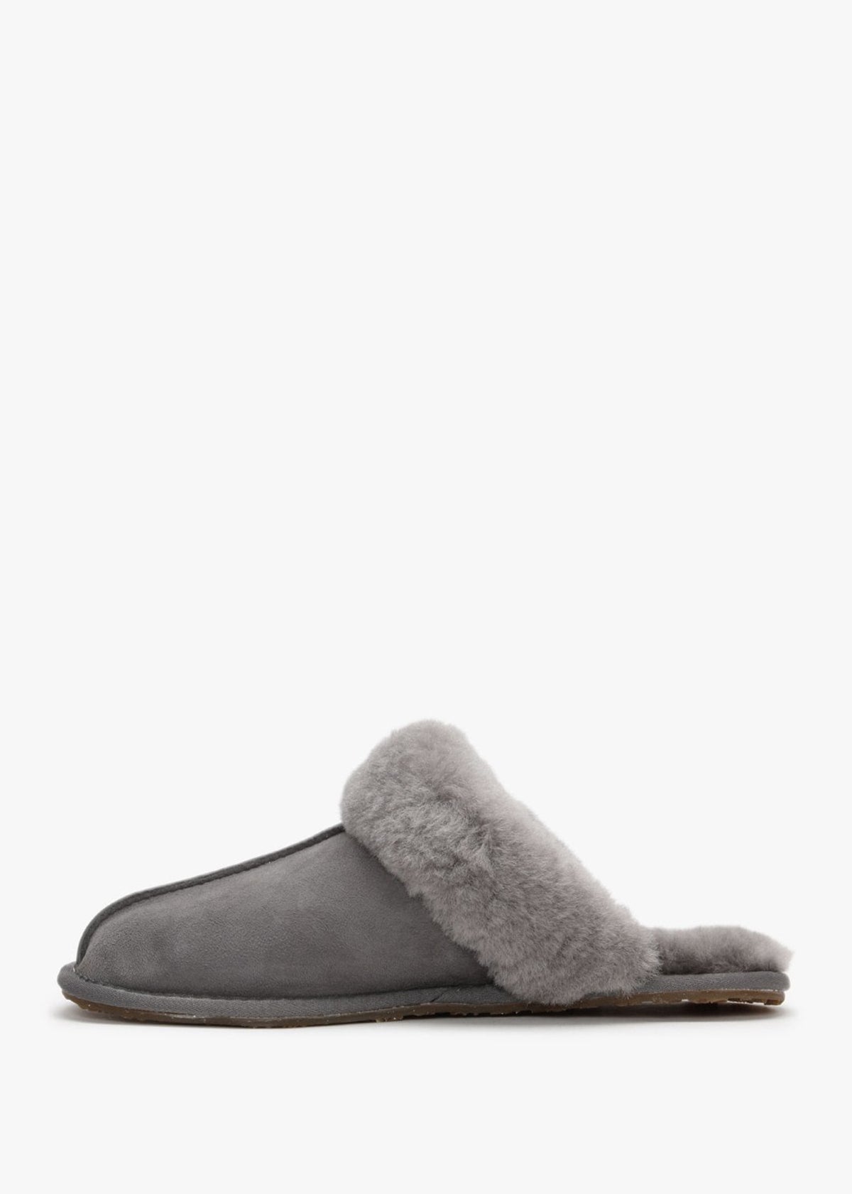 Grey Double-Face Sheepskin Closed Mule Slippers