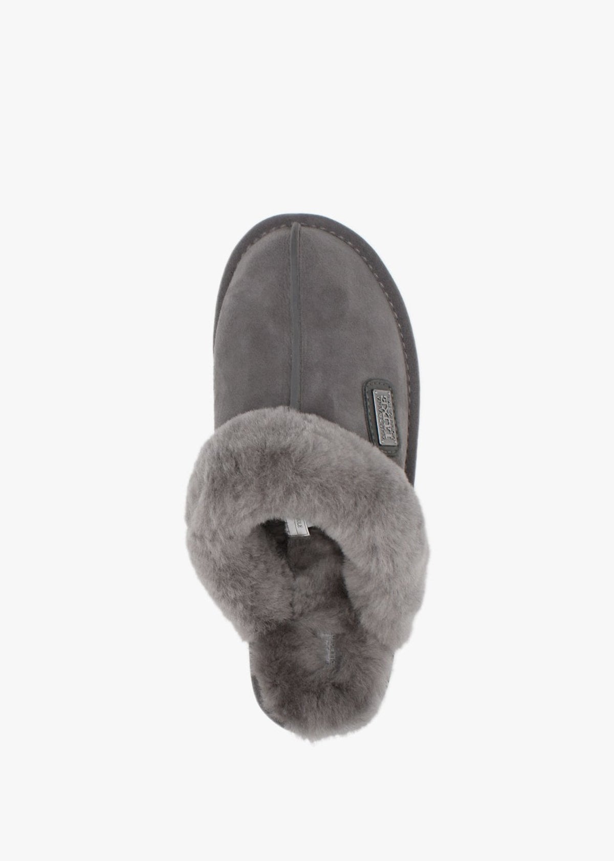 Grey Double-Face Sheepskin Closed Mule Slippers