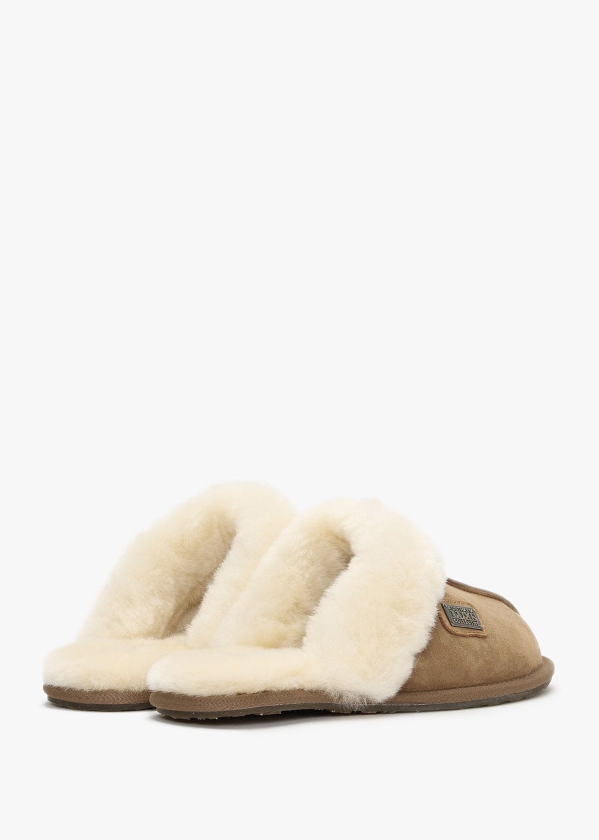 Tan Double-Face Sheepskin Closed Mule Slippers
