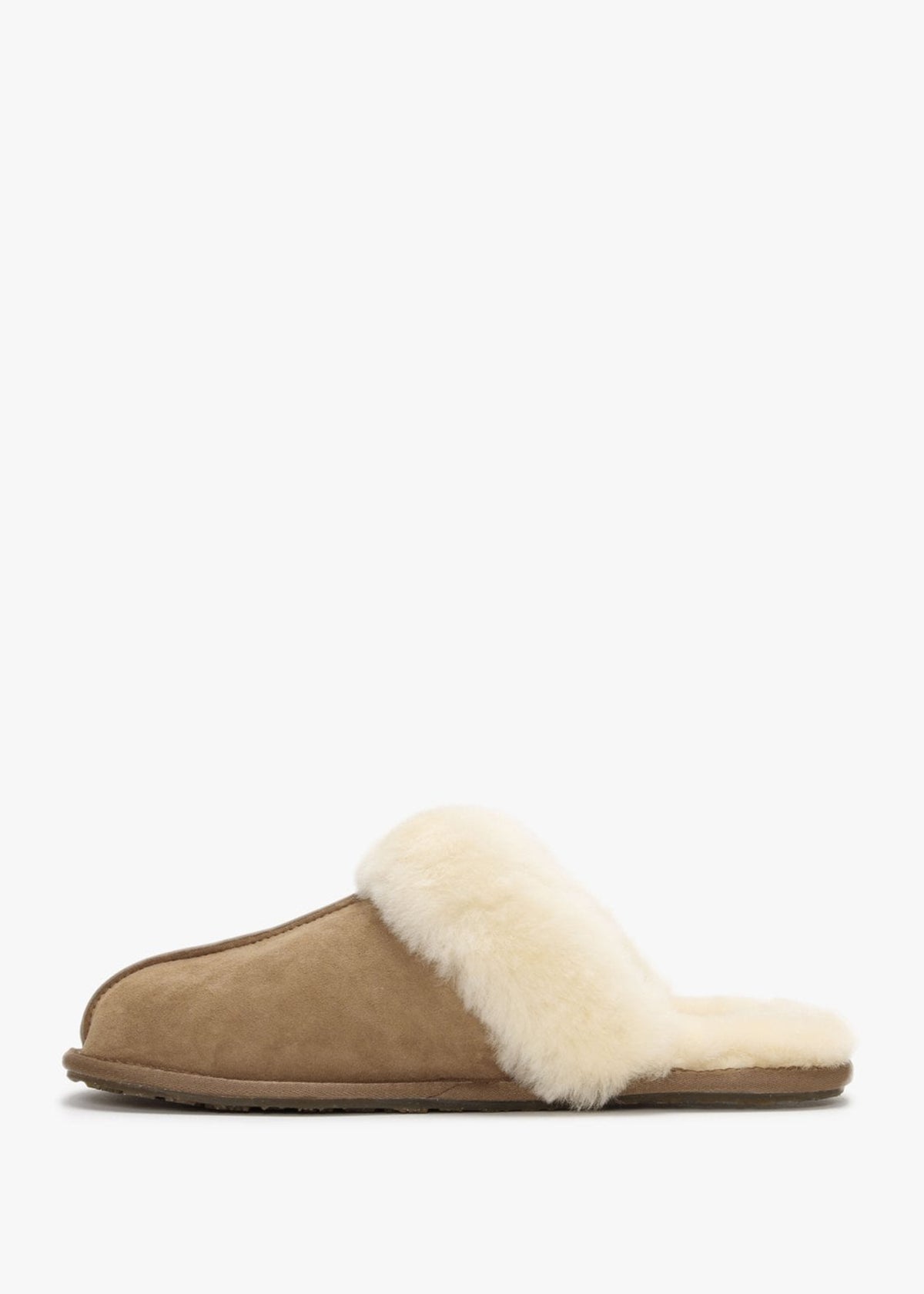 Tan Double-Face Sheepskin Closed Mule Slippers