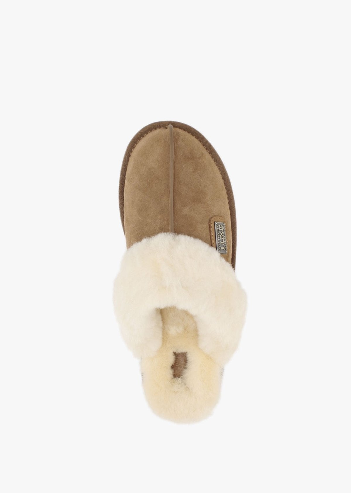 Tan Double-Face Sheepskin Closed Mule Slippers