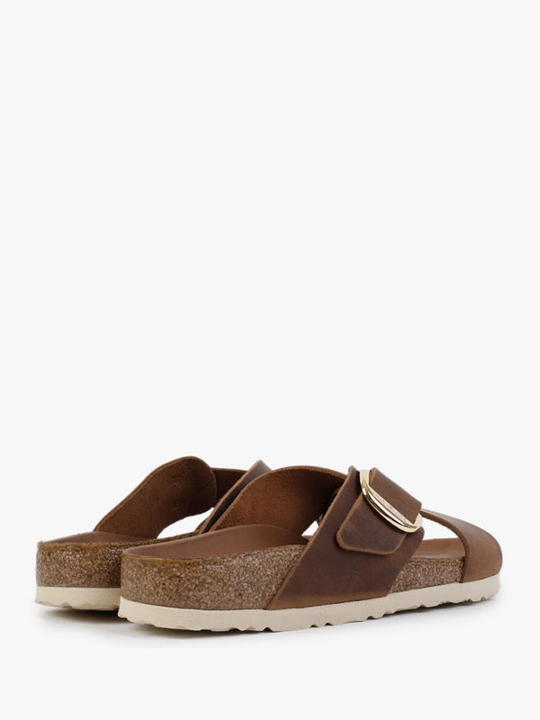 Siena Big Buckle Cognac Oiled Leather Mules