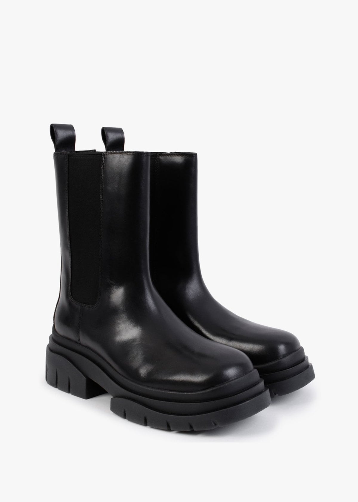 Storm Black Leather Tall Chelsea Boots