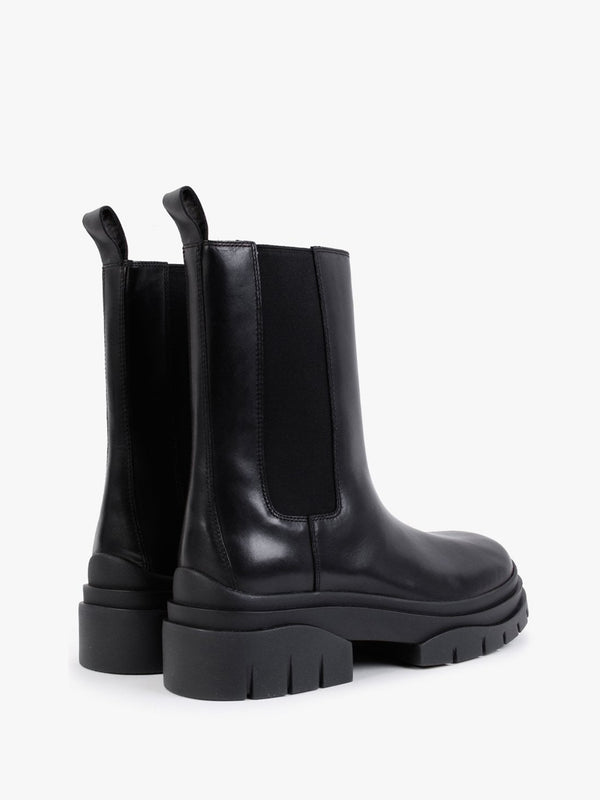 Storm Black Leather Tall Chelsea Boots