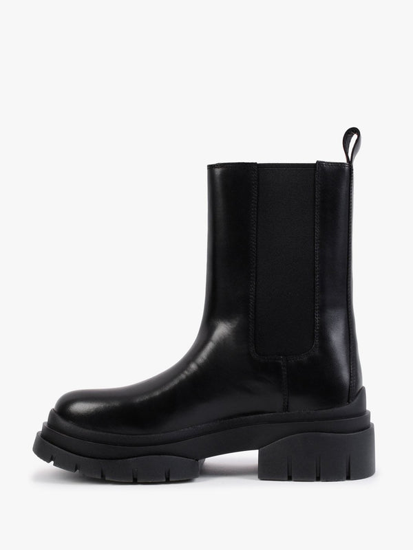 Storm Black Leather Tall Chelsea Boots