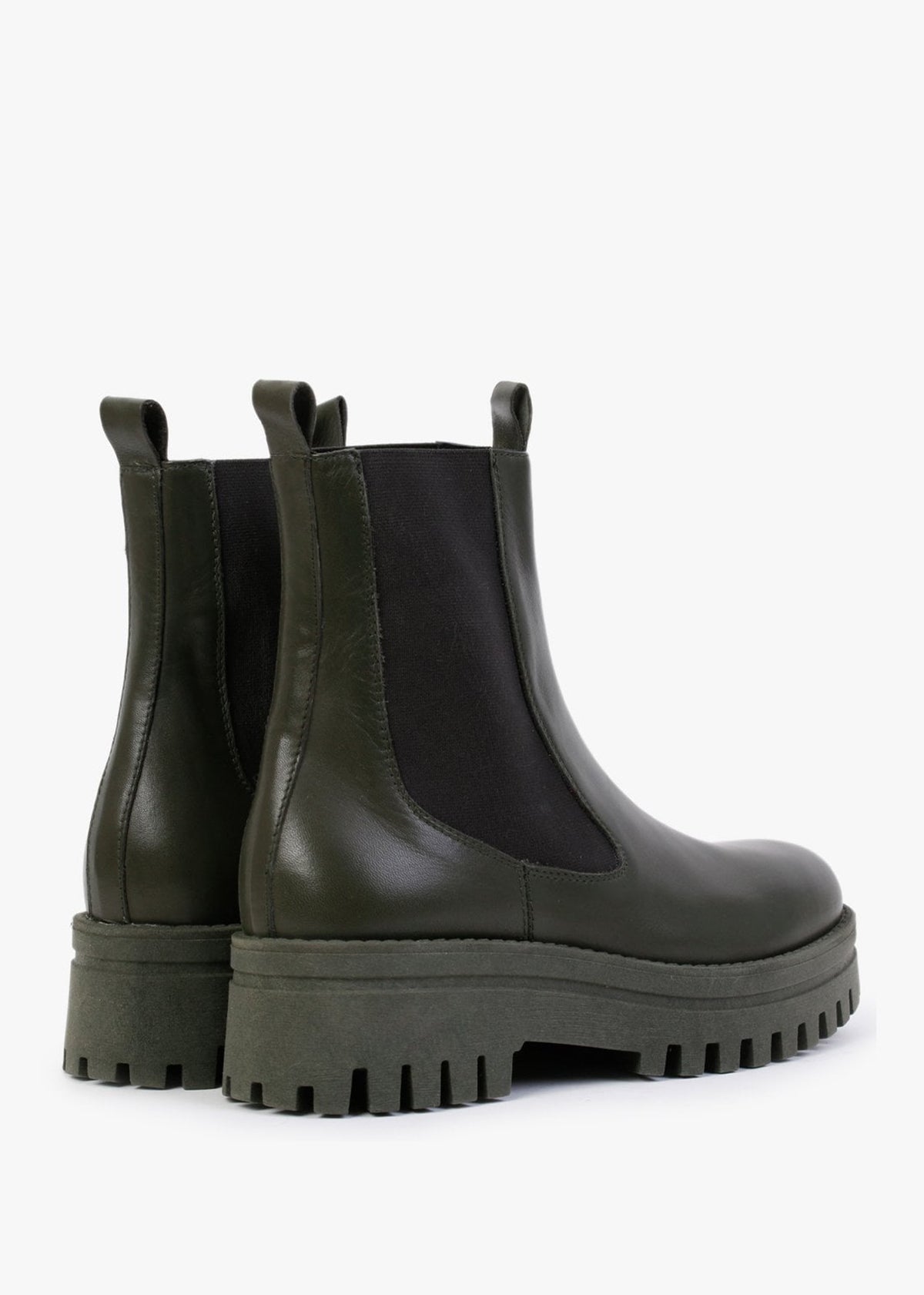 Fleat Green Leather Chelsea Boots